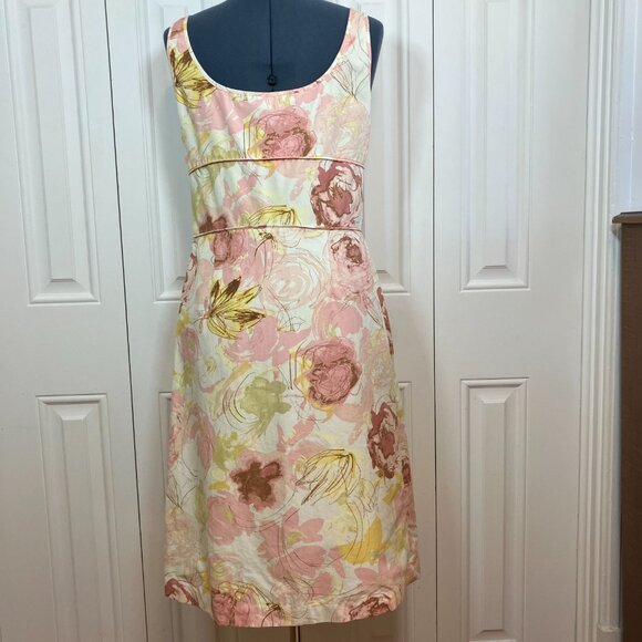 Ann Taylor Abstract Floral Cotton Dress Sz 8 - Picture 4 of 6